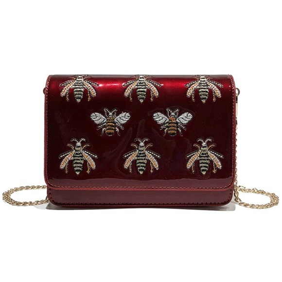 Handbags - Chic Bee Print Crossbody Bag (Red)